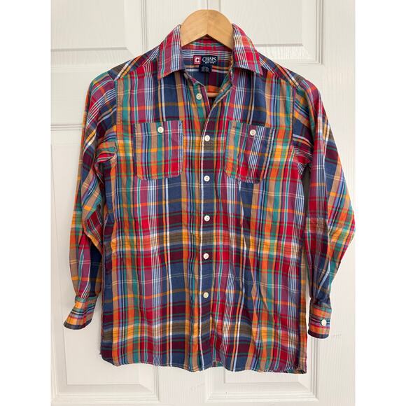 CHAPS Boys Multicolored Plaid Button Up Shirt Size Medium 10-12 SOFT - Picture 2 of 7